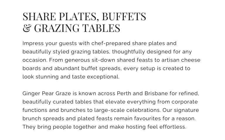 ginger pear graze catering - perth wedding caterer -... Exquisite Food Artistry and Catering Services in Perth & Brisbane